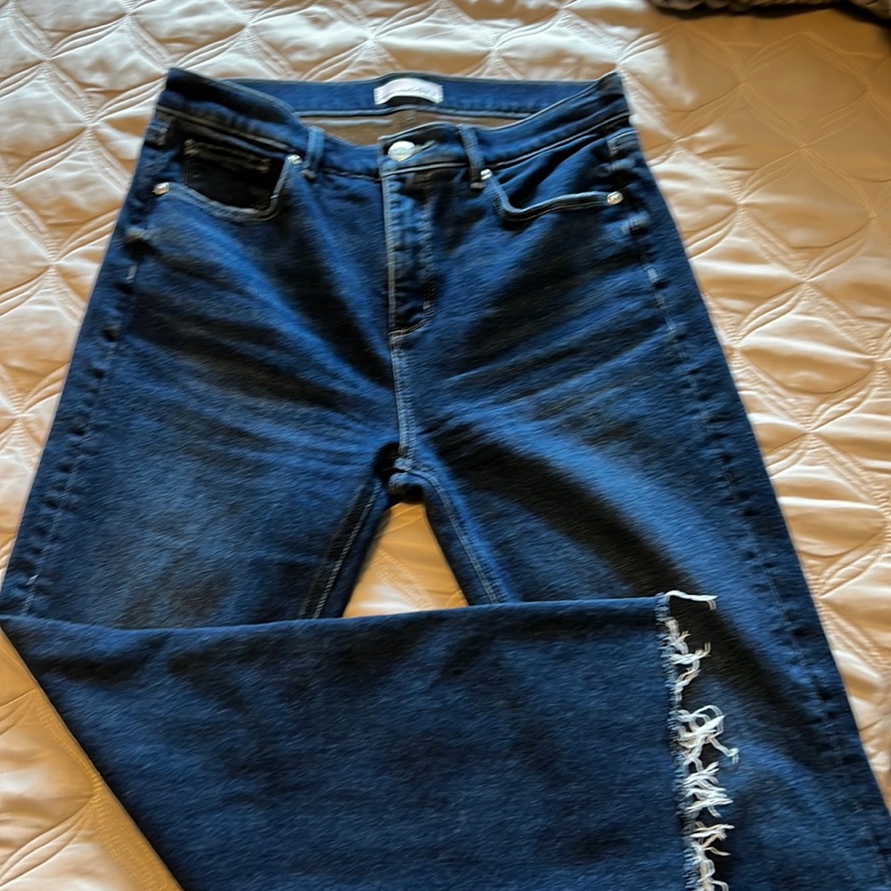 LOFT High Waist Flare Crop Jean with Raw Hem